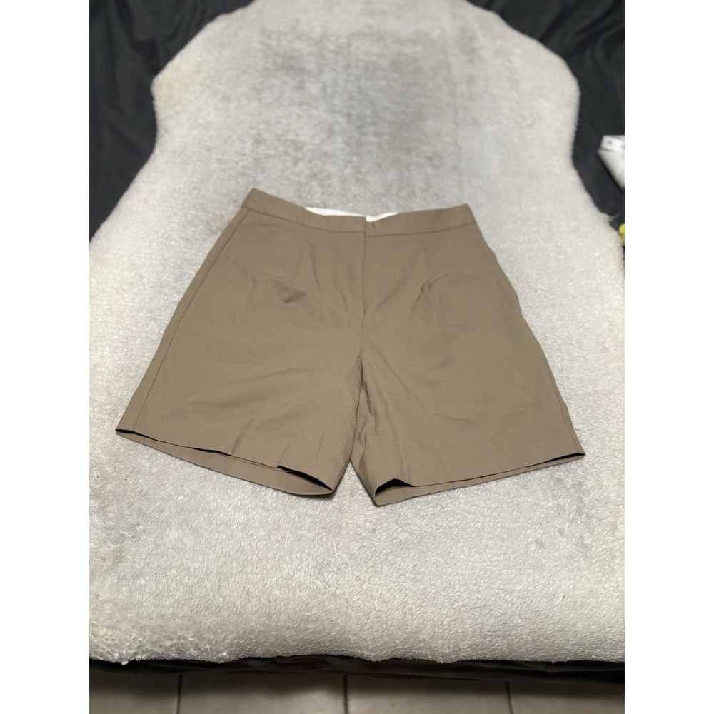 Aritzia Babaton Women's Tan Wool Pleated Shorts Size 8 7" Inseam